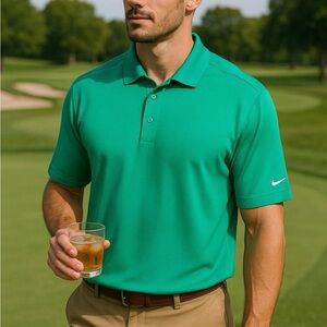 Nike Golf Shirt Men XL Green DriFit Polo Emerald Energy Retro Swoosh Athleisure‎